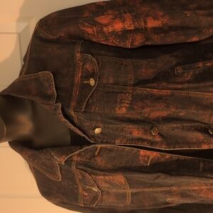 Chicos Distressed print denim jacket